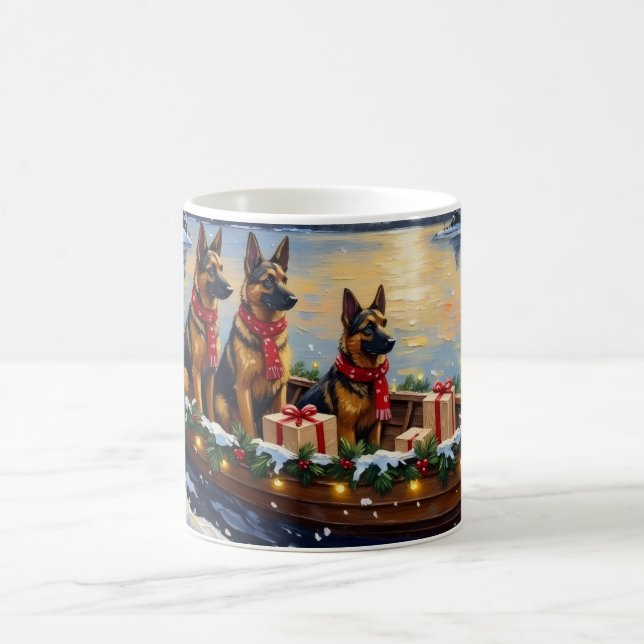 Taza De Café Belgian Shepherd Tervuren Christmas Boat Holiday (Centro)