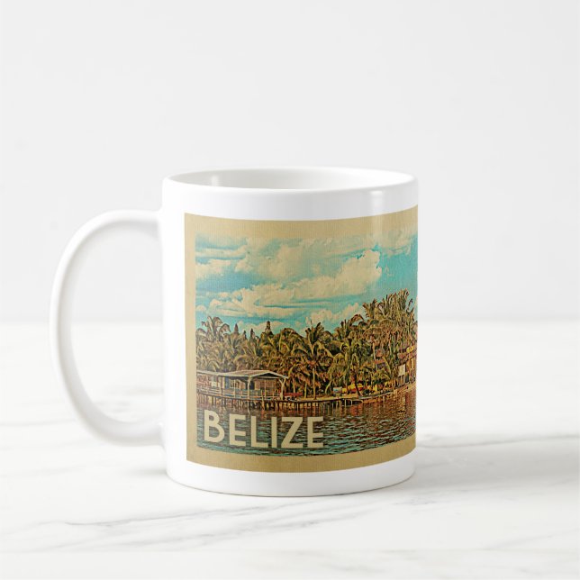 Taza De Café Belice Vintage Travel (Izquierda)