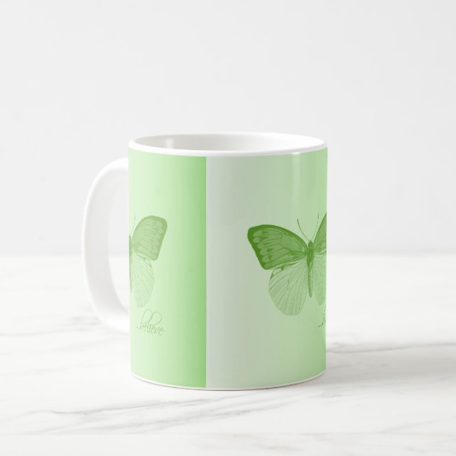 Taza De Café Believe Butterfly Lime (Anverso izquierdo)