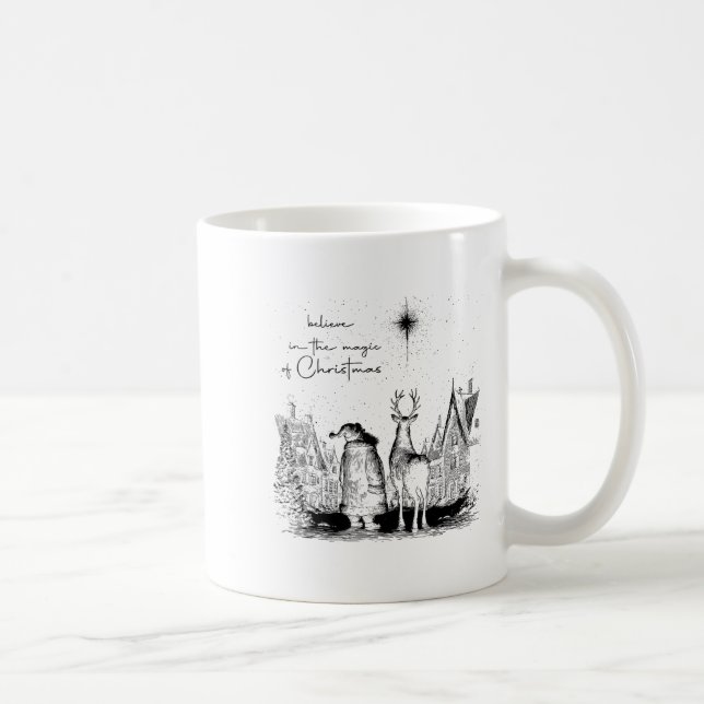 Taza De Café Believe In The Magic Of Christmas Santa Reindeer X (Derecha)