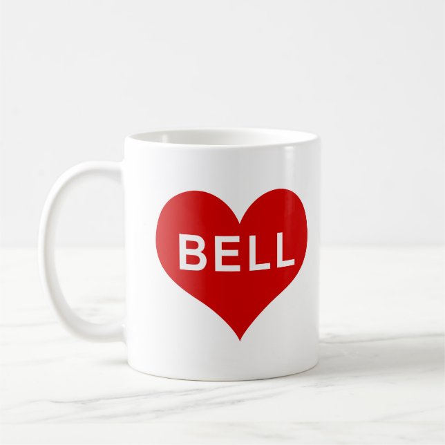 Taza De Café BELL NAME Red Love Heart (Izquierda)