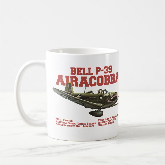 Taza De Café Bell P-39 Airacobra | WW2 Plane (Izquierda)
