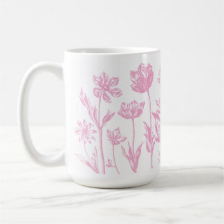 Taza De Café Bella Artes De Flores Etched (Rosa)