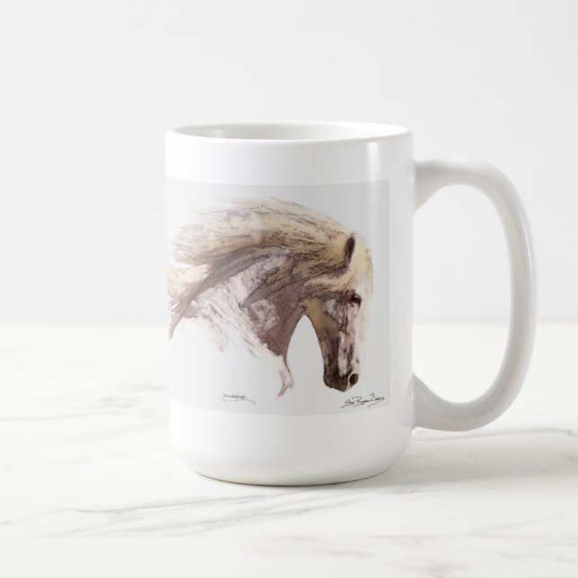 Taza De Café Bella Artes del Stallion del Caballo Blanco Mug (Derecha)