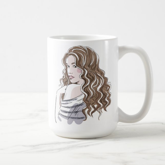 Taza De Café Bella Chica Sketch (Derecha)