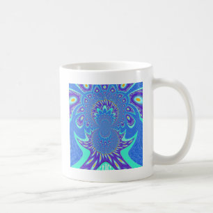 Taza De Café Bella modernidad Cyan Blue batik Kaleidoscope Arte