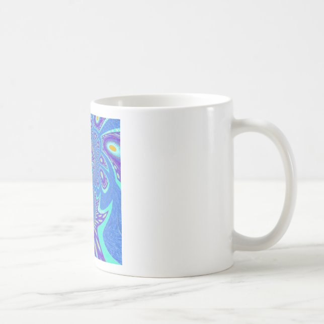Taza De Café Bella modernidad Cyan Blue batik Kaleidoscope Arte (Derecha)