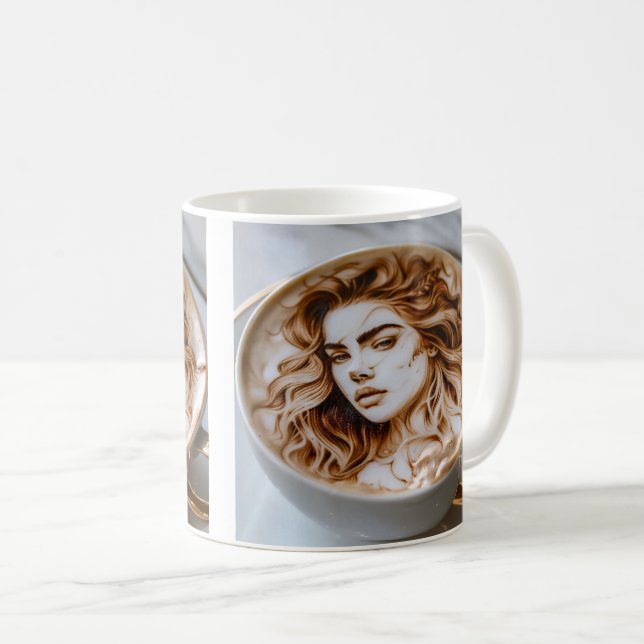 Taza De Café Bella mujer arte latte (Anverso derecho)