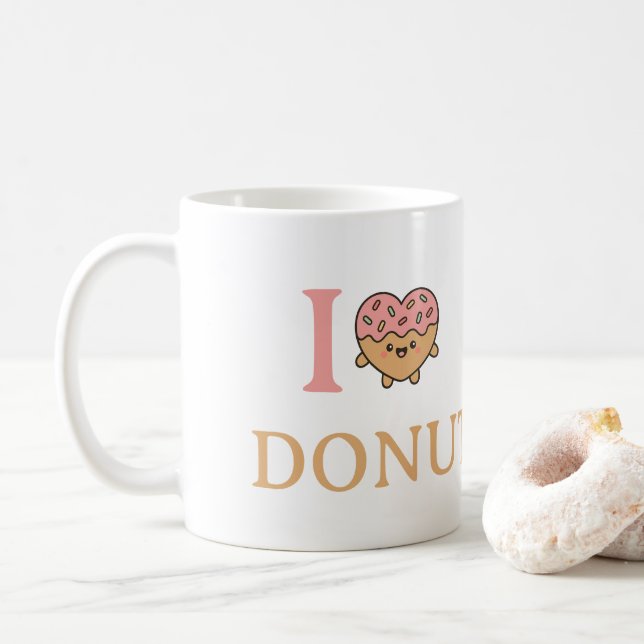 Taza De Café bellas donuts de amor al chocolate. (Con donut)