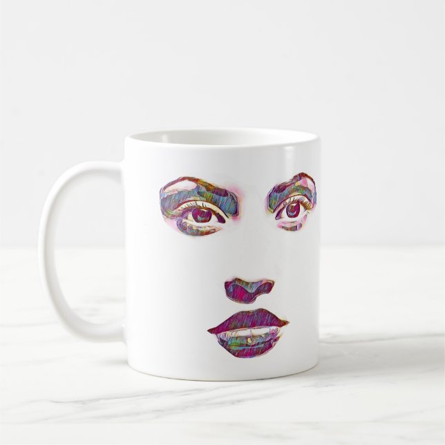 Taza De Café bellas mujeres abstractas enfrentan arte de bellez (Izquierda)