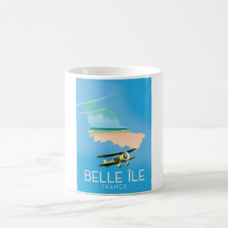 Taza De Café Belle Île, Francia estampado de afiches de viaje.