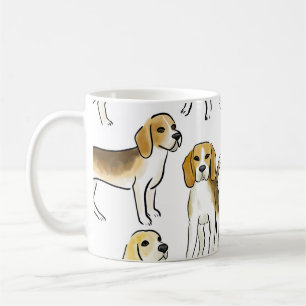 Taza De Café Belleza Beagle: Patrón de perro acuarela