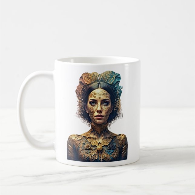 Taza De Café Belleza bohemia dorada - Diseño de arte moderno (Izquierda)