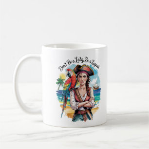 Taza De Café Belleza De Bucanero Pirata Femenino En El Cubierta