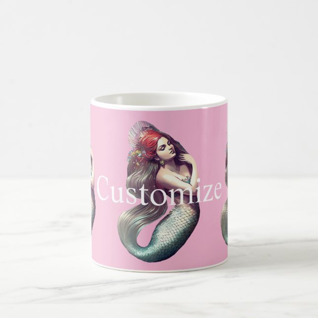 Taza De Café Belleza de la sirena pelirroja Thunder_Cove (Centro)