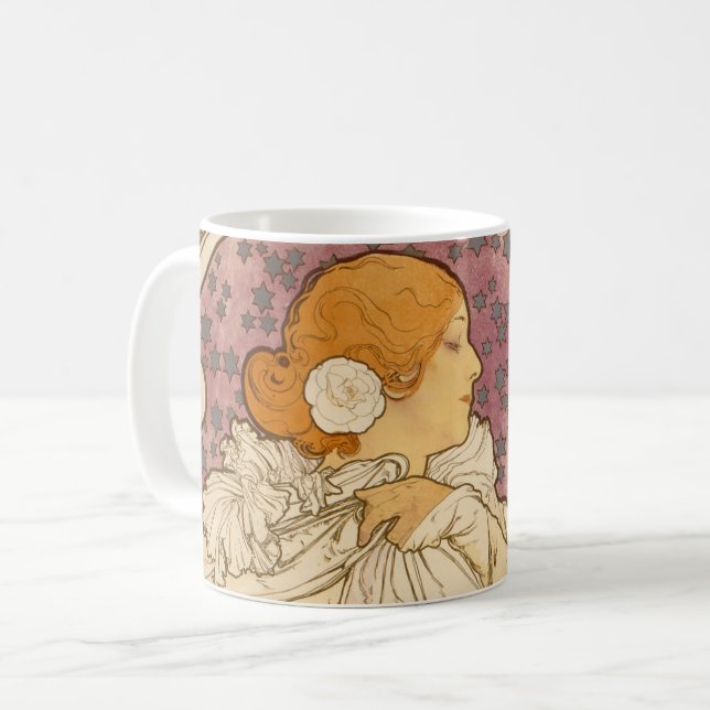 Taza De Café Belleza de mujer mucha Art Nouveau (Anverso izquierdo)