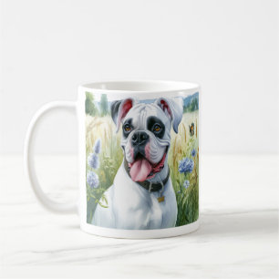 Taza De Café Belleza de perro de Boxer presentada en acuarela