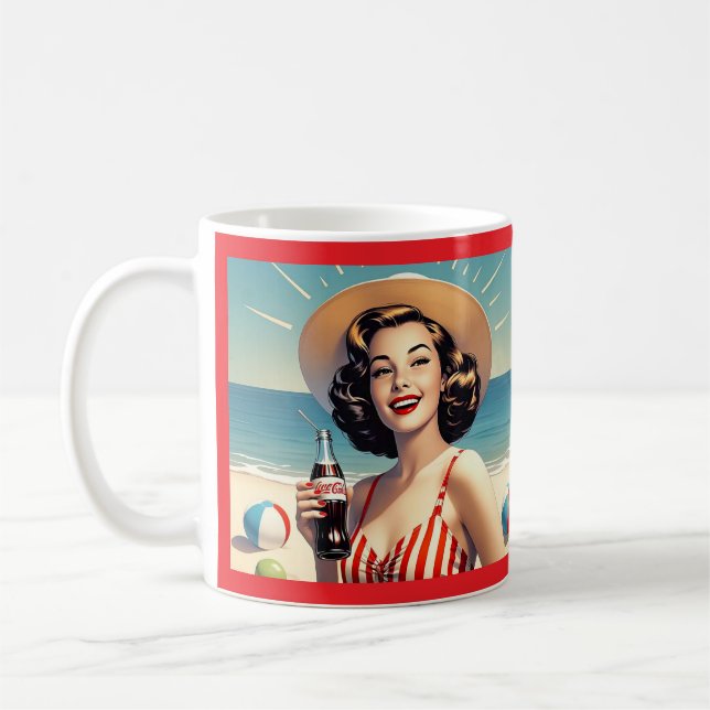 TAZA DE CAFÉ " BELLEZA DE PLAYA DE VINTAGE " (Izquierda)