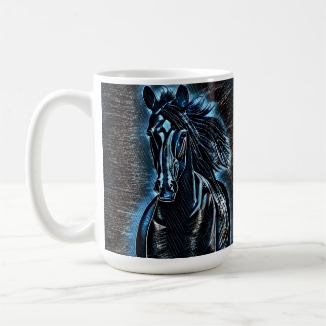 Taza De Café Belleza Occidental Wild Mustang Blue Tones (Izquierda)