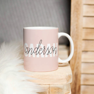 Taza De Café Belleza rosa pastel moderna Personalizada