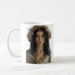 Taza De Café Belleza trenzada en flor - retrato floral elegante