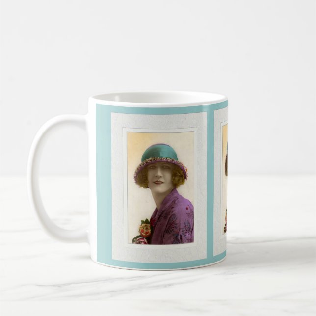 Taza De Café Belleza victoriana en vestido verde azulado púrpur (Izquierda)