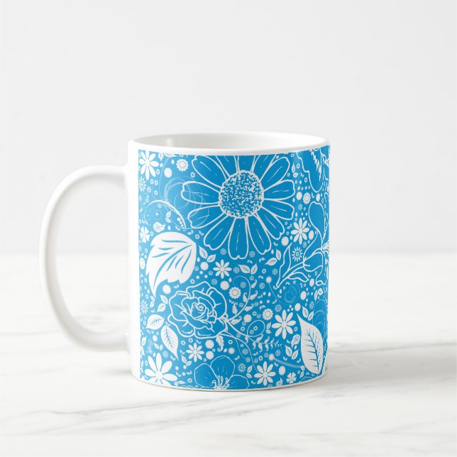 Taza De Café Bellezas botánicas azul claro (Izquierda)