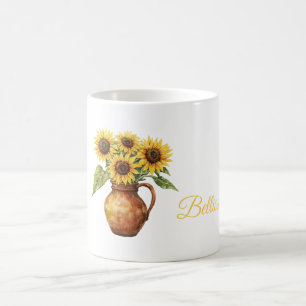 Taza De Café Bellissima (hermosa) Girasoles en Florero