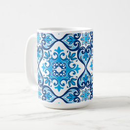 Taza De Café 💙 🤍 bello azul - Azulejos blancos X,