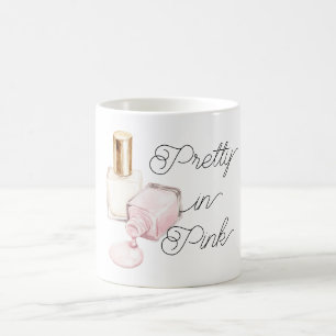 Taza De Café Bello en Rosa Esmalte de Uñas Blanco