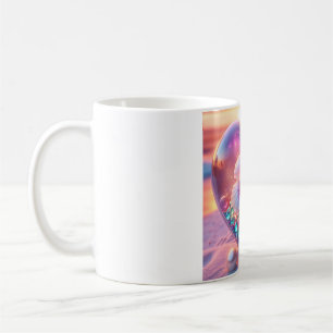 Taza De Café Bello Hibisco Rosa Corazón Vidrio Perla Café M