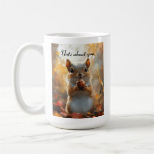 Taza De Café Bellotas de ardilla divertidas sobre ti Bosque pin
