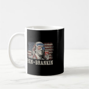 Taza De Café Ben Drankin Beer 4 de julio Bandera Vintage Divert