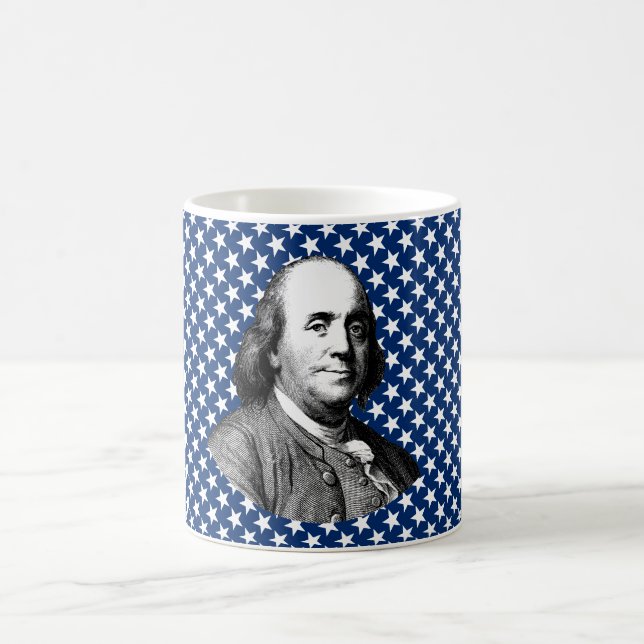 Taza De Café Ben Franklin con el fondo de las estrellas (Centro)