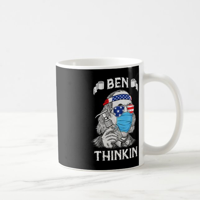 Taza De Café Ben Thinkin 4 De Julio Fun Benjamin Franklin Patr (Derecha)
