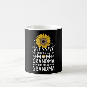 Taza De Café Bendecida por ser llamada Mamá Abuela Gran Girasol
