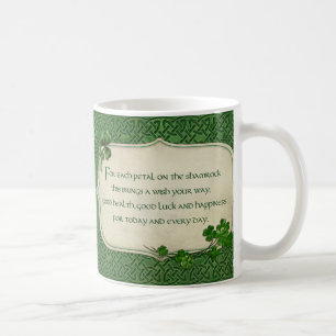Taza De Café Bendición del Shamrock irlandés del Día de San Pat