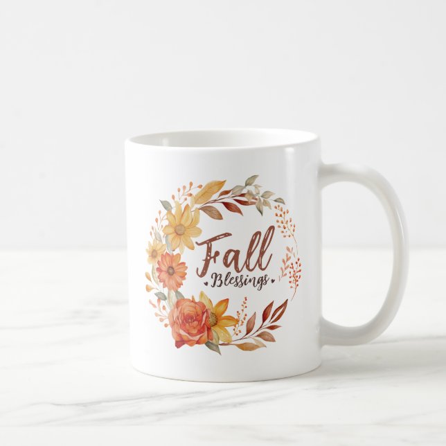 Taza De Café Bendiciones de caída floral (Derecha)