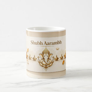 Taza De Café Bendiciones de Ganesha Shubh Aarambh Monograma Diw
