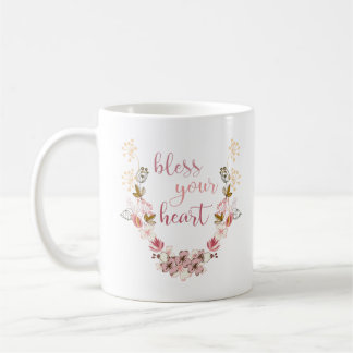 Taza De Café Bendiciones tu corazón (flores rosadas)