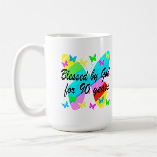 TAZA DE CAFÉ BENDIDOS POR DIOS DURANTE 90 AÑOS