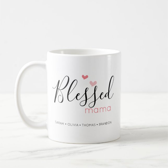 Taza De Café Bendita bienvenida Día de la Madre Madre Corazón (Izquierda)