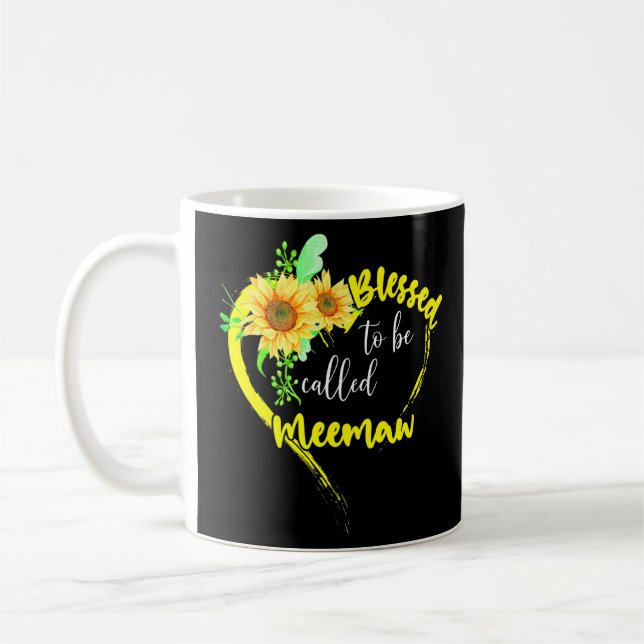 Taza De Café Bendita De Ser Llamada Meemaw Sunflower Meemaw Mot (Izquierda)