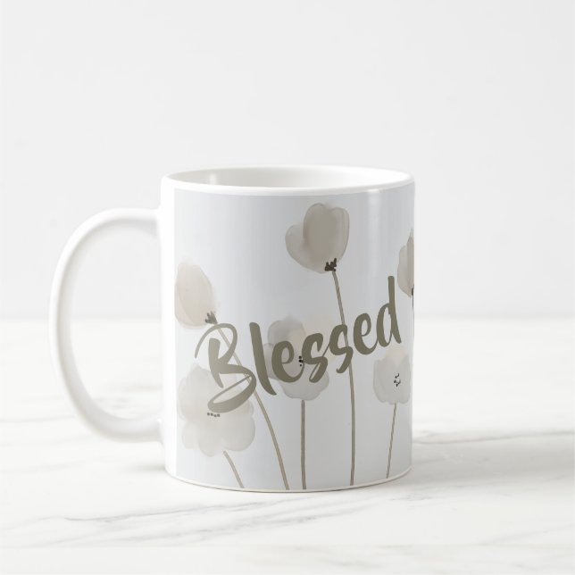 Taza De Café Bendita floral Inspiradora moderna religiosa (Izquierda)