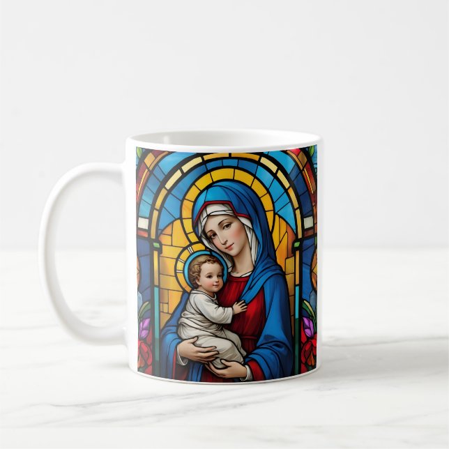 Taza De Café Bendita Madre María y Niño Jesús - Virgen María (Izquierda)