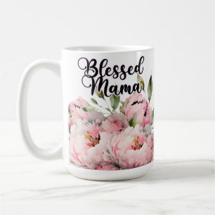 Taza De Café Bendita mamá con hermosas flores
