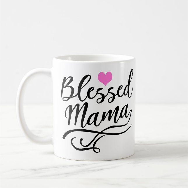 Taza De Café Bendita mamá, texto blanco (Izquierda)
