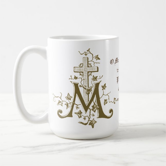 Taza De Café Bendita morada católica cruza oración religiosa (Izquierda)
