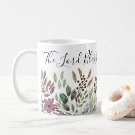 Taza De Café Bendito seas y mantén tu floral escritura de fe