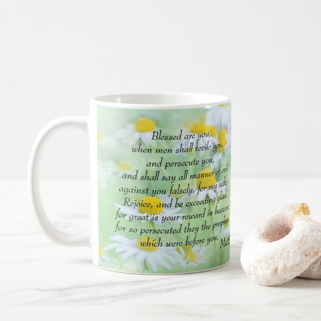 Taza De Café Benditos son los perseguidos - Mateo 5:11,12 (Con donut)